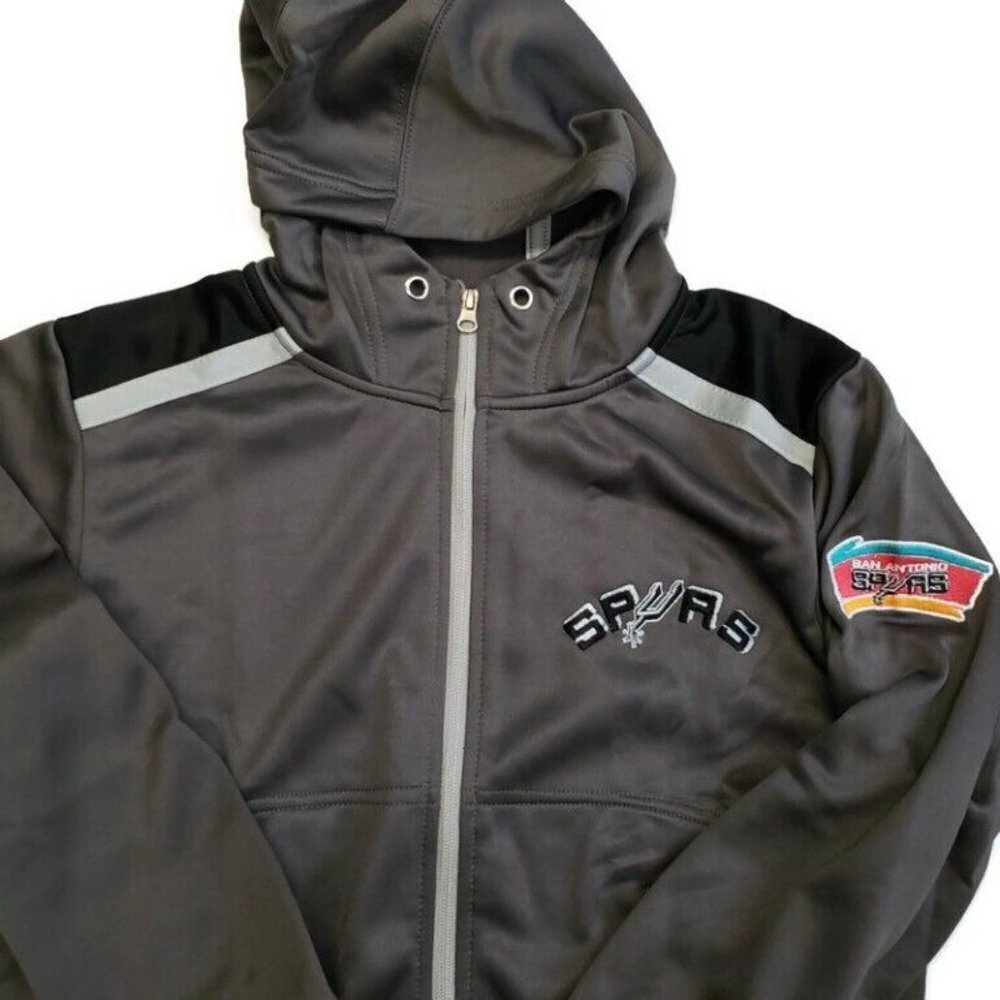 Hardwood Classics NBA San Antonio Spurs Full Zip Hoodie Boys Youth M Charcoal - Picture 2 of 6